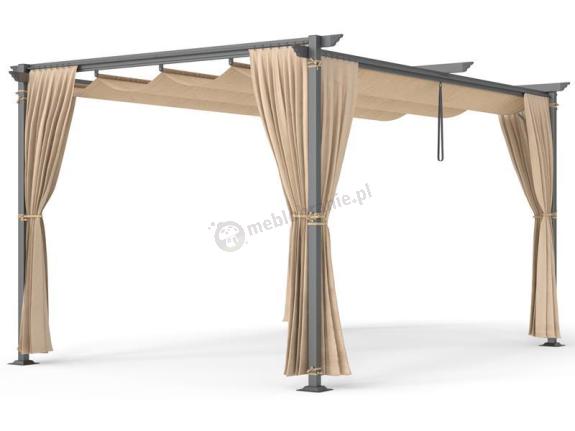 Pergola wolnostojąca z zasłonami bocznymi 3x4 Niro - Cream