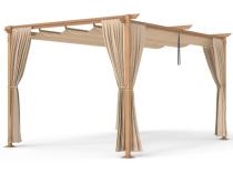 Drewnopodobna pergola ogrodowa 3x4 Niro z zasłonami - Cream Wood