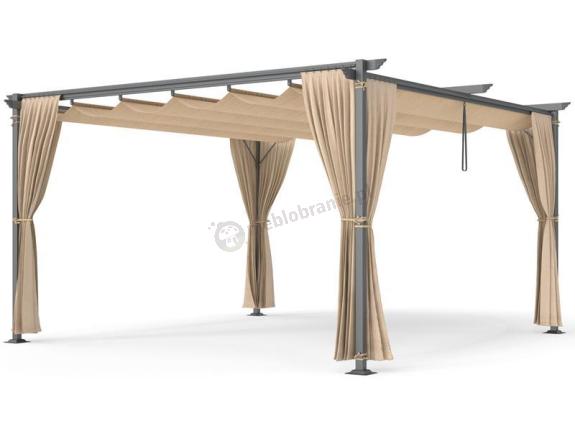 Metalowa pergola tarasowa z zasłonami 4x4 Niro - Cream