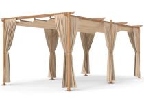 Duża pergola ogrodowa 3x5,5 Niro Woodlook z zasłonami - Cream Wood