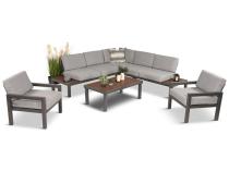 Meble aluminiowe na taras - narożnik z fotelami - Calamba Corner - Light Grey