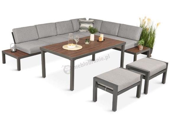 Modułowy narożnik aluminiowy z wysokim stołem 160cm Calamba Corner XL - Light Grey