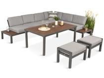 Modułowy narożnik aluminiowy z wysokim stołem 160cm Calamba Corner XL - Light Grey