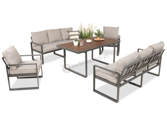 OUTLET - Meble dla 8 osób na taras - sofy 175cm, fotele, stół obiadowy 160cm - Panaon Grande LG