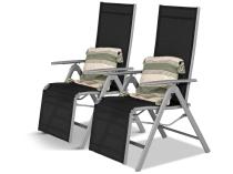 Rozkładane leżaki ogrodowe z siatką Moku - Black + Silver 2szt.