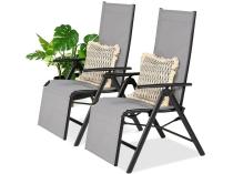 Leżaki ogrodowe aluminiowe Moku z funkcją fotela - Silver + Black 2szt.