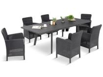 Meble obiadowe do ogrodu Kantara Comfort 6 foteli ze stołem rozkładanym 160-240 cm
