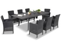 Meble na taras Kantara Comfort 8 foteli z rozkładanym stołem obiadowym 160-240 cm