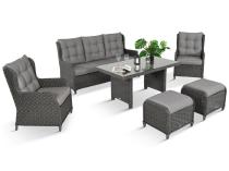 Komplet mebli z technorattanu dla 7 osób ze stołem 140x80 Fiorento - Antracite