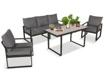 Szare meble na taras z wysokim stolikiem 140x70 - Panaon Dining 140 GG