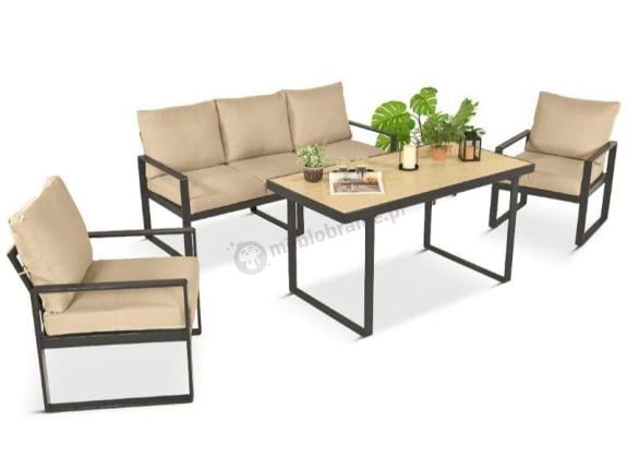 Zestaw mebli z wysokim stołem, sofą, 2 fotelami - Panaon Dining 140 WB