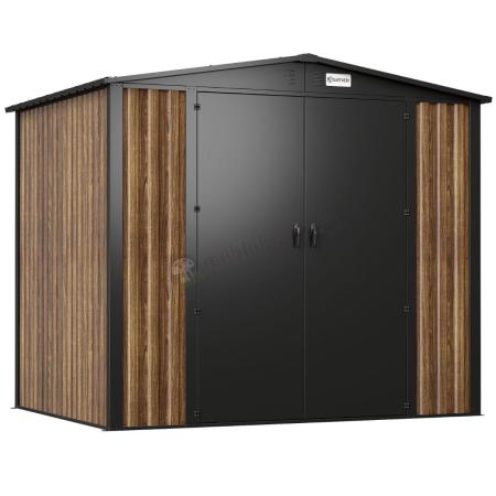 Wytrzymały schowek ogrodowy metalowy Hartt Plus 240x180x205cm - z drzwiami na zawiasach - Wooden