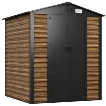 Wzmacniany domek narzędziowy metalowy Dettel Plus 180x180x205cm - drzwi na zawiasach - Wooden