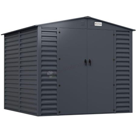 Wzmacniany domek narzędziowy metalowy Dettel Plus 240x240x205cm - drzwi na zawiasach - Antracite A16