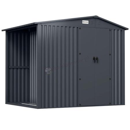 Domek ogrodowy z drewutnią z drzwiami na zawiasach Wartt Plus 240x180x200cm - Antracite A16