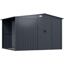 Mocna szopa ogrodowa z drewutnią Wartt Plus z drzwiami na zawiasach 300x240x200cm - Antracite A16