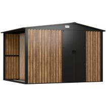 Mocna szopa ogrodowa z drewutnią Wartt Plus z drzwiami na zawiasach 300x240x200cm - Wooden