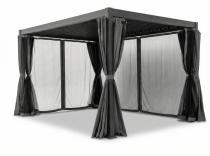 Metalowa pergola na taras 3x4 z zasłonami i moskitierą Nefir 2.0 - Antracite