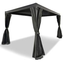 Metalowa pergola na taras 3x4 z zasłonami i moskitierą Nefir - Antracite