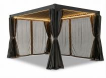 Pergola 3x4 na taras z oświetleniem LED + zasłony i moskitiery Nefir - Antracite