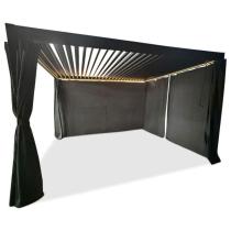 Pergola 3x4 na taras z oświetleniem LED + zasłony i moskitiery Nefir - Antracite