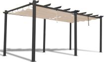 OUTLET - Pergola tarasowa z materiałowym dachem Kirn 3x5,5 - Cream Grey - wersja 2024