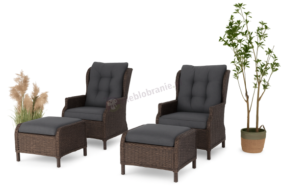 OUTLET - Komplet mebli ogrodowych z technorattanu z funkcją Relax Laritto Duo - Dark Brown