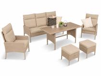 Komplet mebli technorattan dla 7 osób ze stołem polywood Lirata Dining Natural