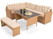 Narożny jasny zestaw mebli z technorattanu Topiano Nature Select