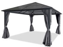 Pawilon ogrodowy z dachem z poliwęglanu z zasłonami i moskitierą - Havero 4x4 - Grafitowy
