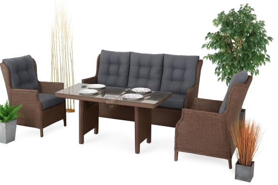 OUTLET - Brązowy zestaw technorattanowy tarasowy Laritto Dining Brown