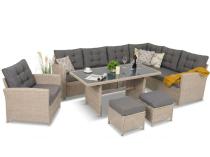 Narożnik na taras z fotelem wysokim stołem Cofete Light Grey technorattan