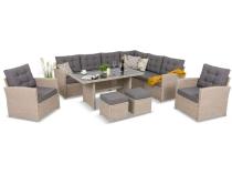 Narożnik technorattanowy na taras z dwoma fotelami Cofete Light Grey