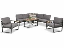 Komplet mebli na taras - szary narożnik 220x220cm + 2 fotele - Panaon Corner - Grey Teak