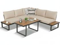Beżowy narożnik wypoczynkowy na taras 220x220cm Panaon - Light Beige Teak