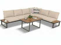 Beżowy narożnik wypoczynkowy na taras Panaon Corner XL Light Beige Teak