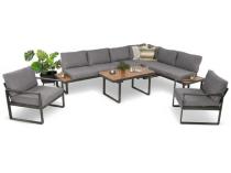 OUTLET - Modułowe meble tarasowe z ławą i dwoma fotelami Panaon Grey Teak