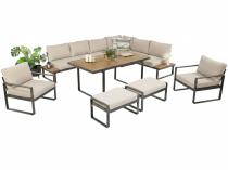 Zestaw ogrodowy modułowy z fotelami i wysokim stołem Panaon Corner XL Light Beige Teak