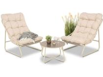 Komplet mebli na balkon dla 2 osób ze stolikiem kawowym Aurea Duo Cream