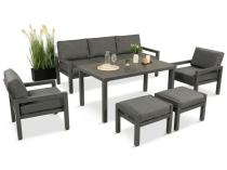 Zestaw mebli aluminiowych z wysokim stołem i pufami Calamba Dining - Antracite