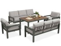 Aluminiowe meble na taras ze stołem obiadowym 160 cm Calamba Grande - Light Grey