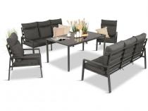 Metalowy zestaw mebli na taras dla 8 osób wysokie oparcie Doros Grande - Dark Grey