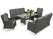 Zestaw mebli technorattanowych dla 8 osób z dwiema sofami i dużym stołem - Antracite