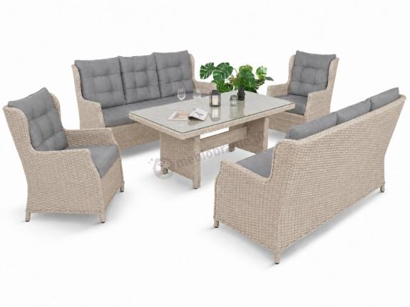 OUTLET - Elegancki zestaw mebli technorattanowych Fiorento dla 8 osób na taras Grey
