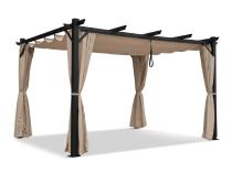 Stalowa pergola ogrodowa z zasłonami Hiro 3x4 - Beż