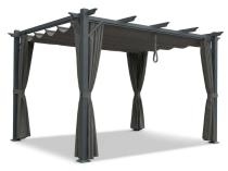 Antracytowa pergola ogrodowa z zasłonami Hiro 3x4 - Grey