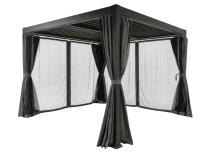 Nowoczesna pergola ogrodowa 4x4 Nefir 2.0 Antracyt z zasłonami i moskitierami, Gartwerk