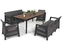 OUTLET - Zestaw mebli ogrodowych z tworzywa Scali Grande 8-os. grafit i stół 200cm w kolorze orzech