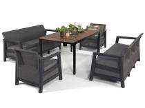 Ażurowy komplet ogrodowy Scali Grande grafit dla 8 osób stół obiadowy 156cm w kolorze orzecha