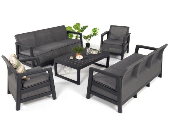 OUTLET - Zestaw wypoczynkowy do ogrodu Scali Grande 8-os. Grafit stół podnoszony